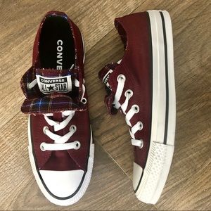 ⬇️ Converse Maroon Double Tongue Oxford Sneaker